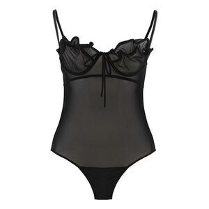 Y/PROJECT Ruffled Mesh Bodysuit Women BLACK T-Shirts & Tops